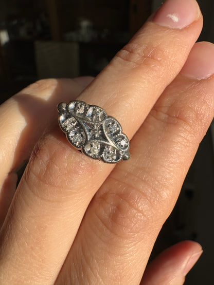 14k White Gold Ring with Diamonds, size 6.25