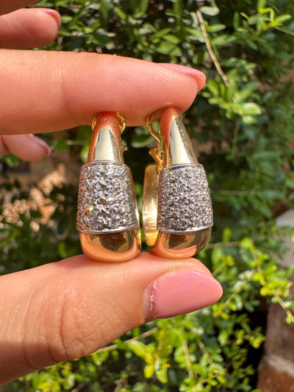 14k Diamond Hoops with Omega Backs