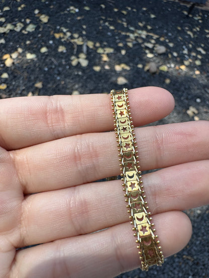 14k star and moon cutout bracelet