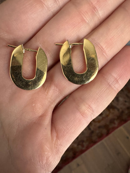 18k Oval Mod Hoops
