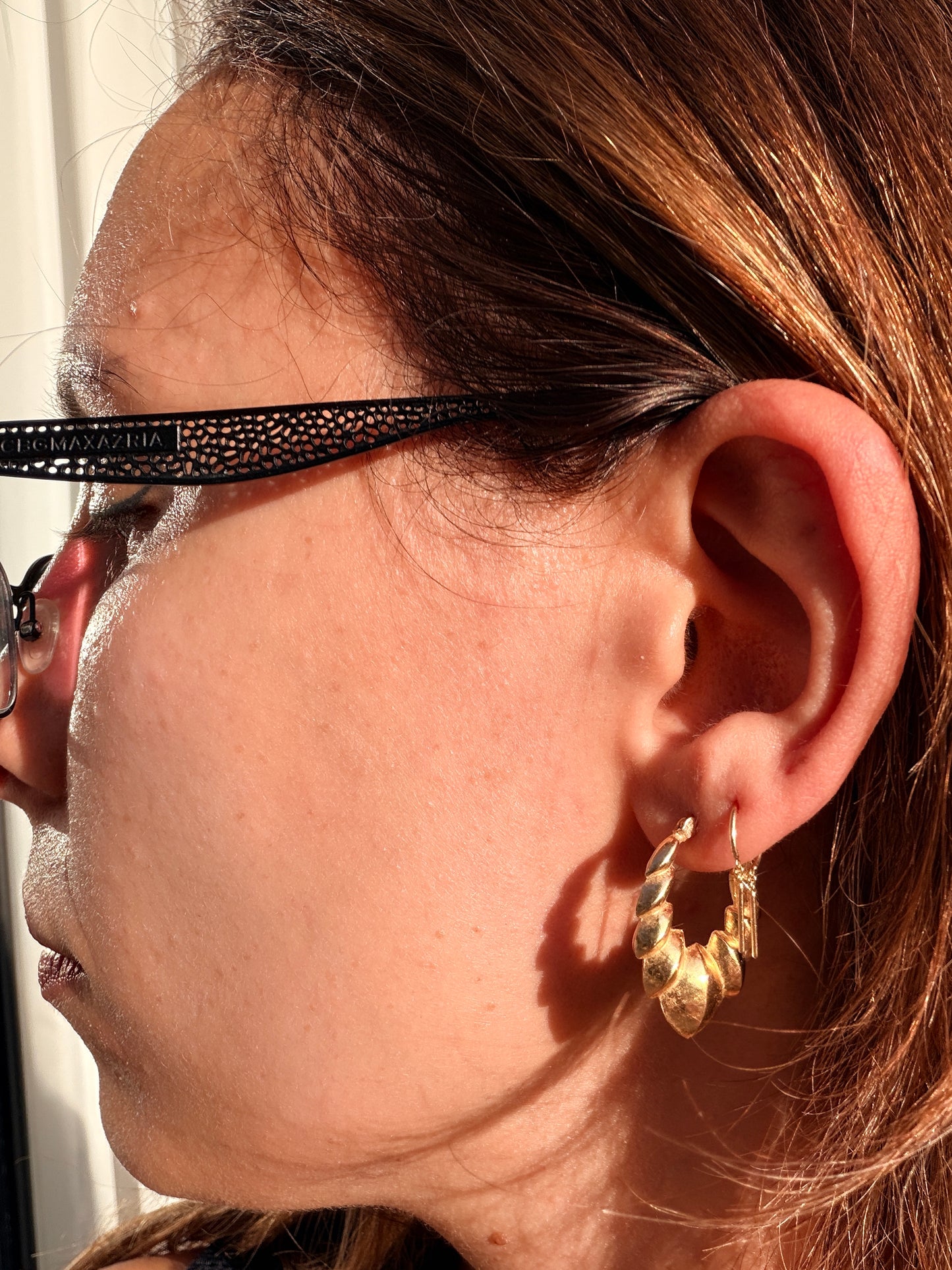 14k Puffy Laurel Leaf Hoops