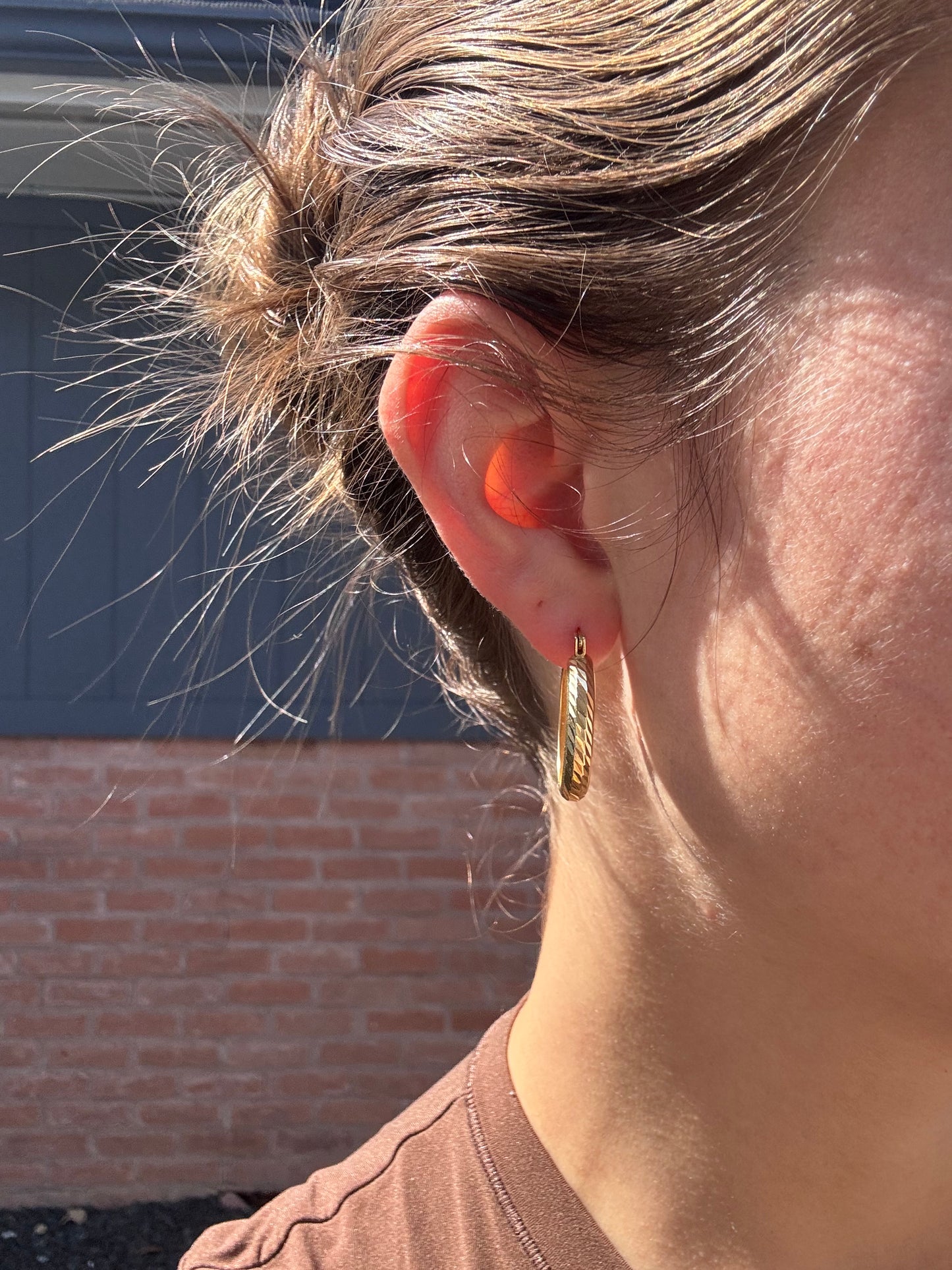 14k Diamond Cut Hoops