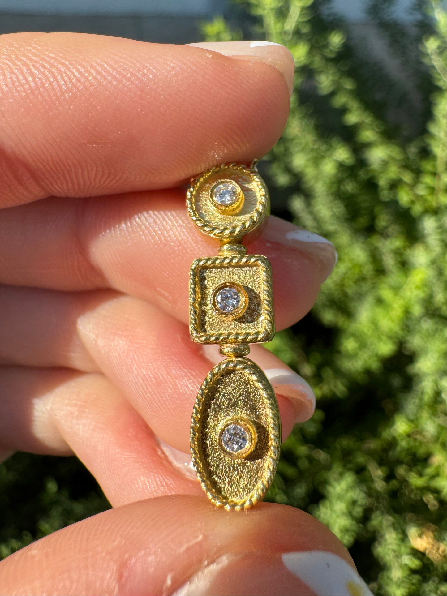 18k Chain with Triple Bezel Pendant