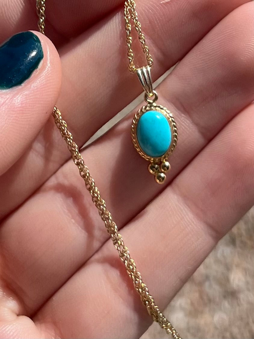 14k turquoise charm with chain