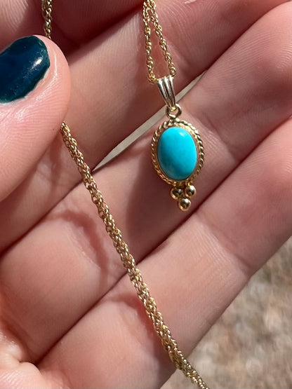 14k turquoise charm with chain