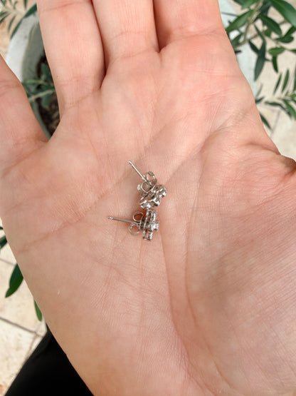 14k White Gold Diamond Floral Studs