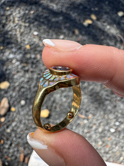 18k Tanzanite Ring with Opals