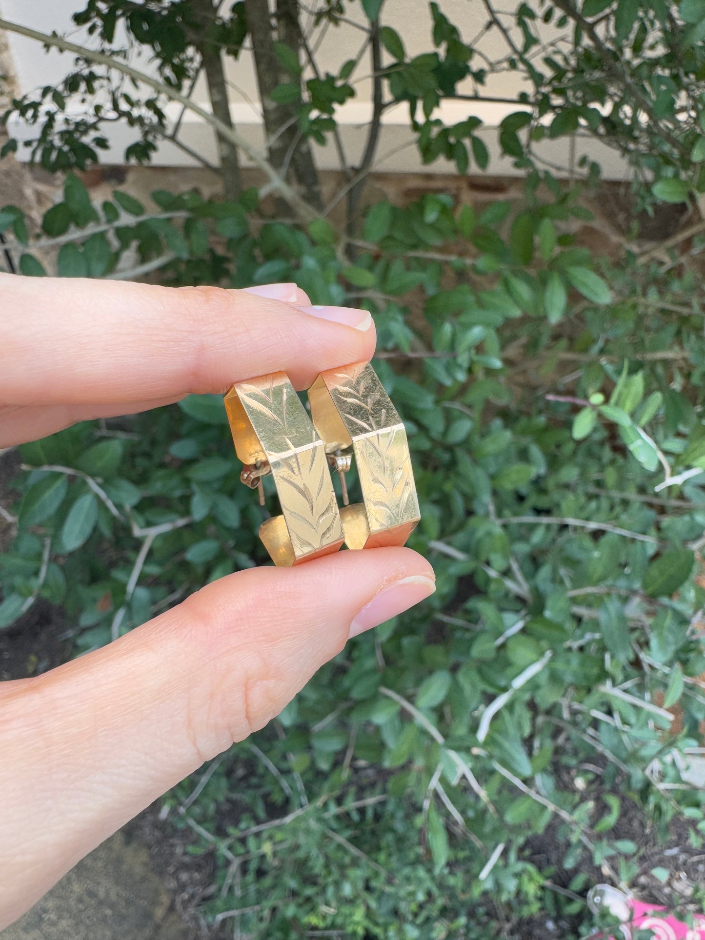14k hexagon hoops