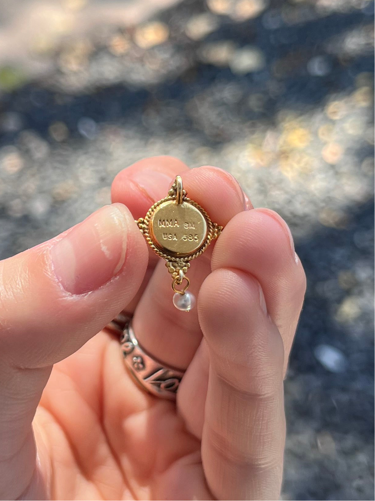 14k star sapphire cat eye with pearl