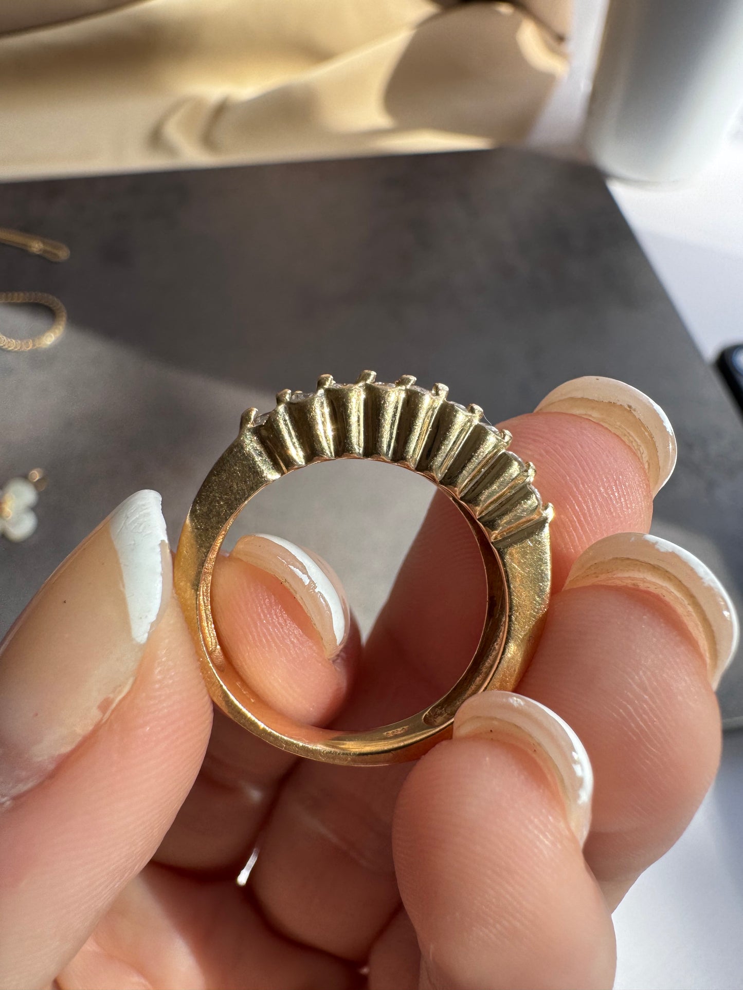 14k Diamond Baguette and Round Cut Band