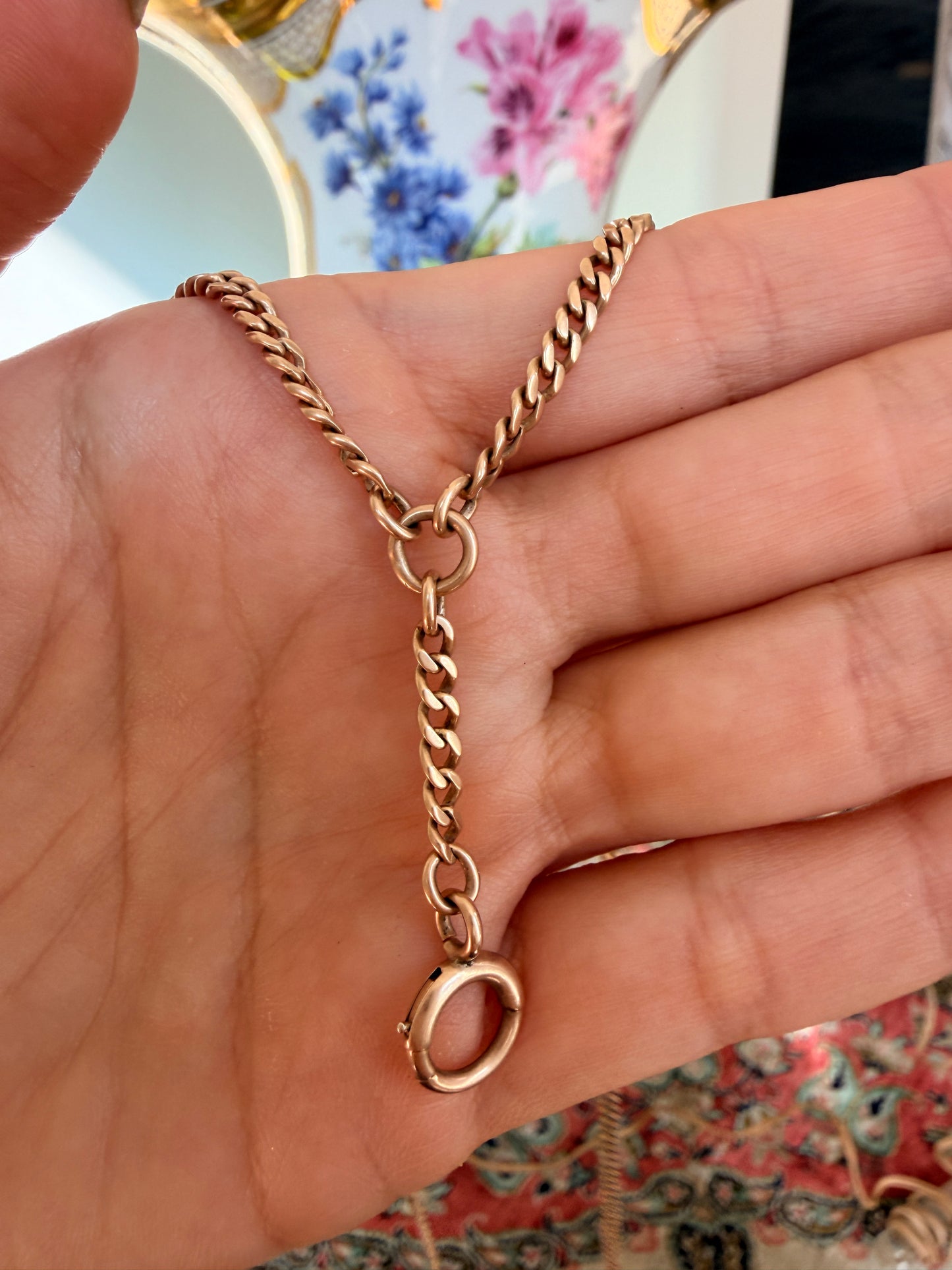 14k Antique Watch Chain, Curb Link