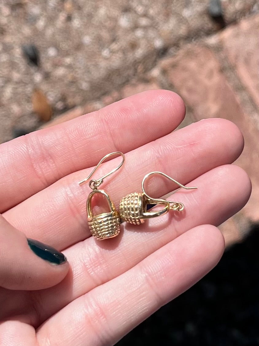 14k basket earrings