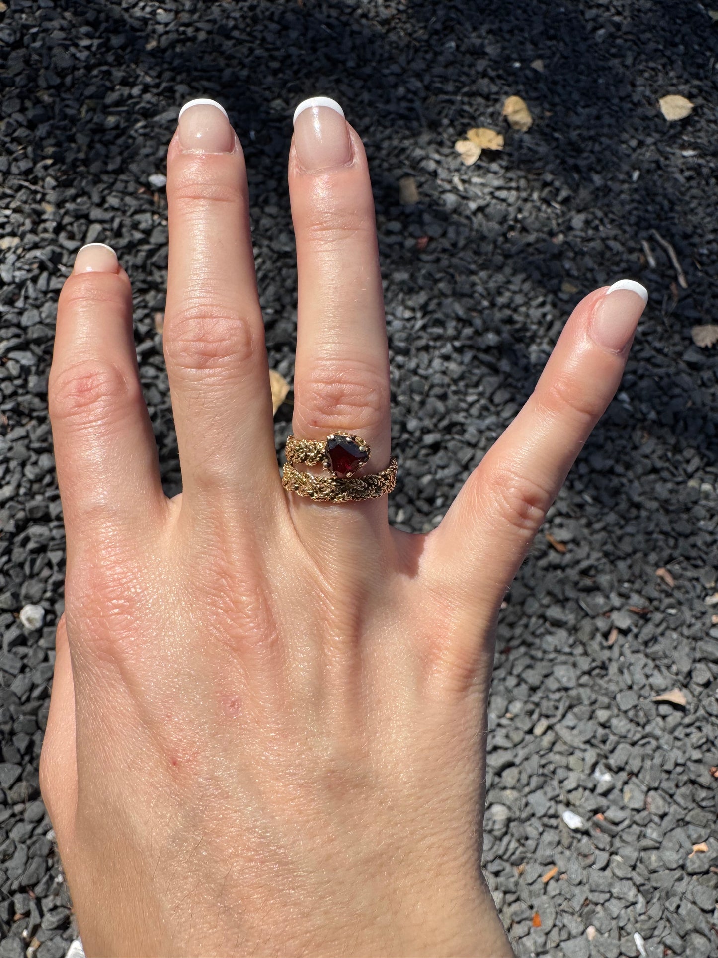 14k Garnet Rope Ring
