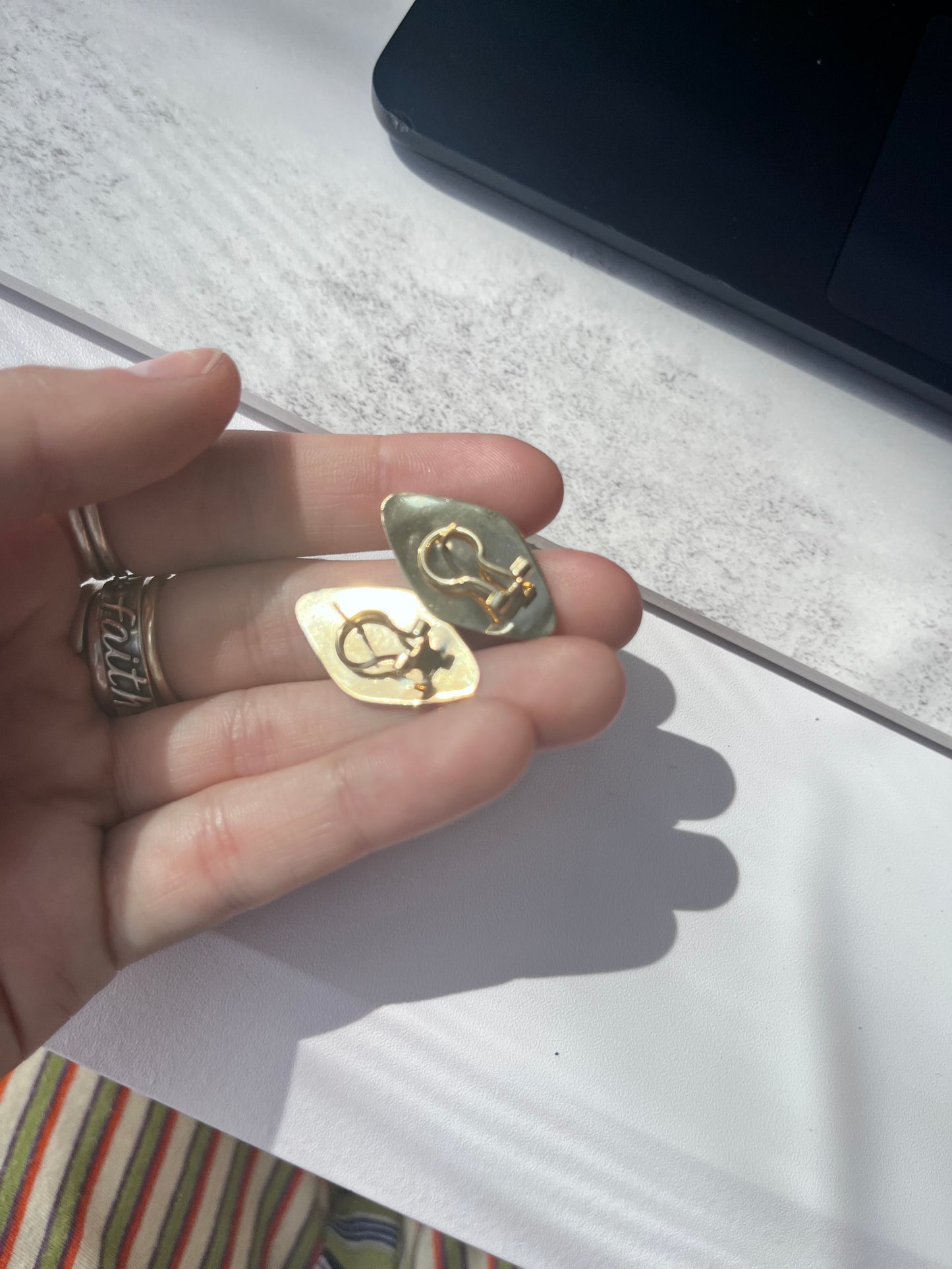 14k diamond shape omega backs