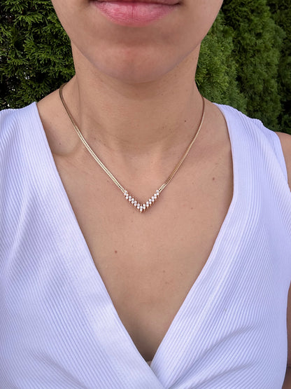 14k Chevron Diamond Chain, 17”