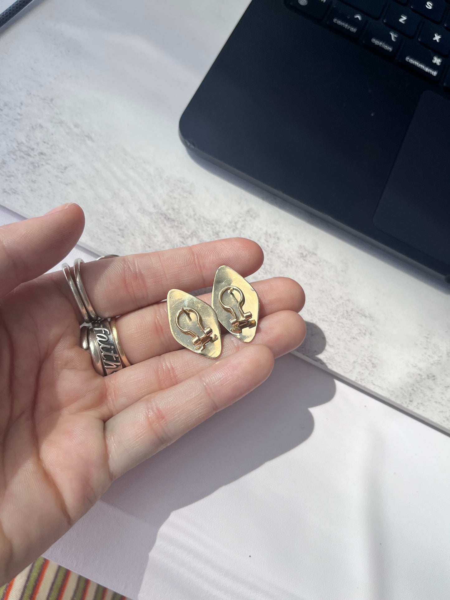 14k diamond shape omega backs