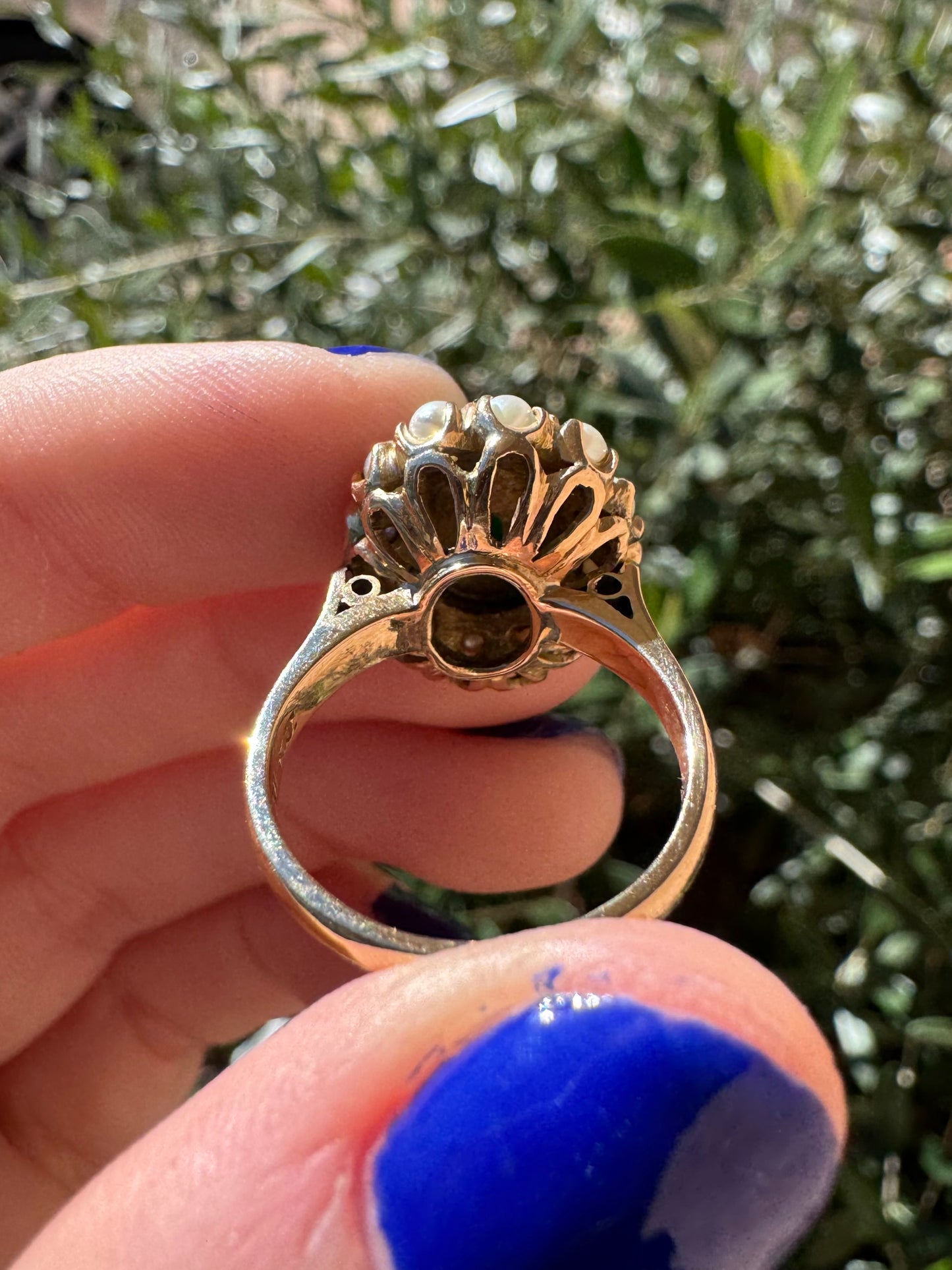 14k Jade and Pearl ring