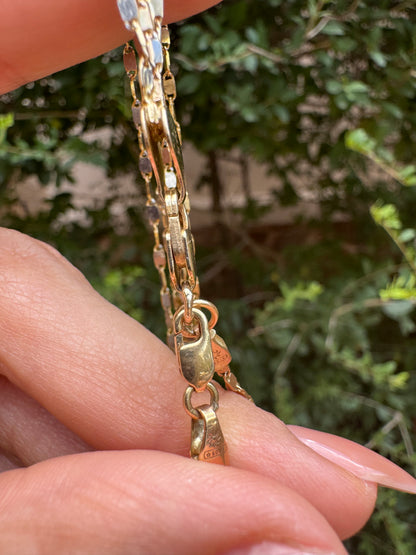 14k Mirror Chain-yellow and white gold