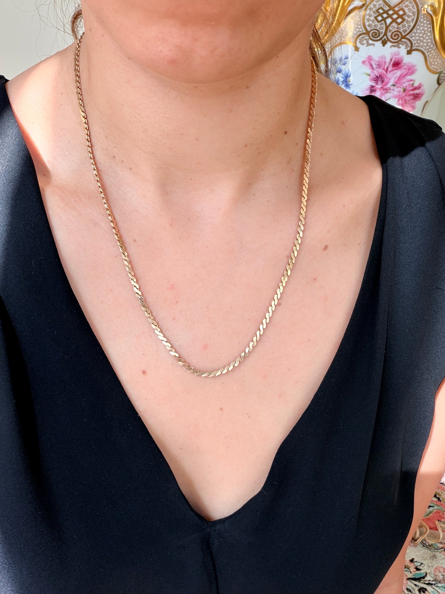 14k "S" link chain, 19.5"