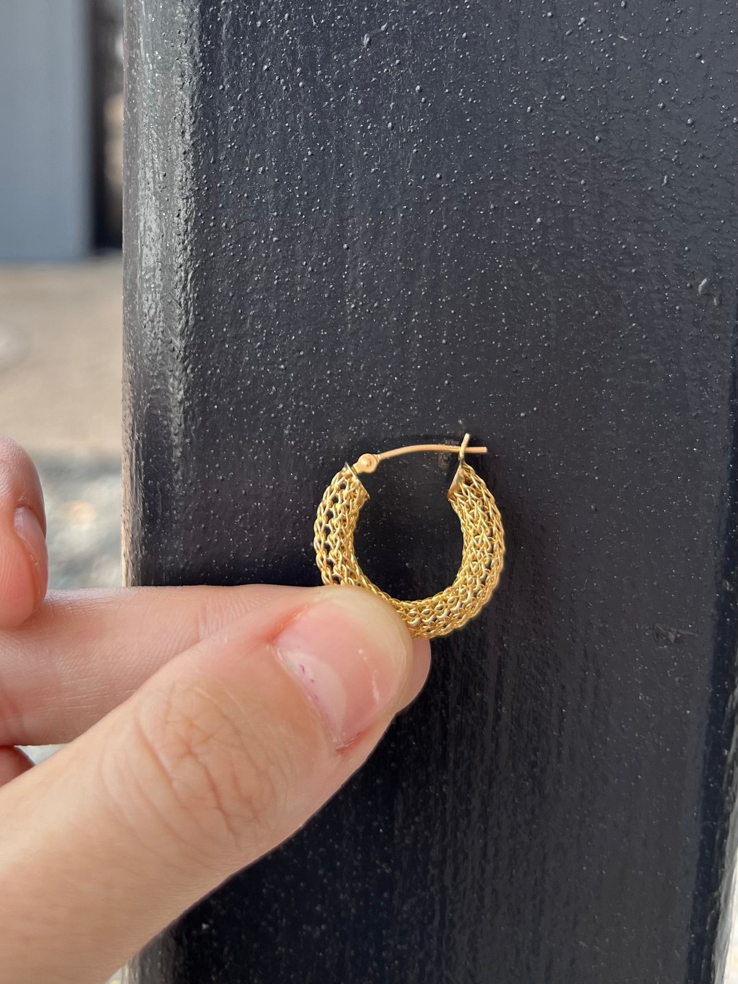 14k Mesh Hoops