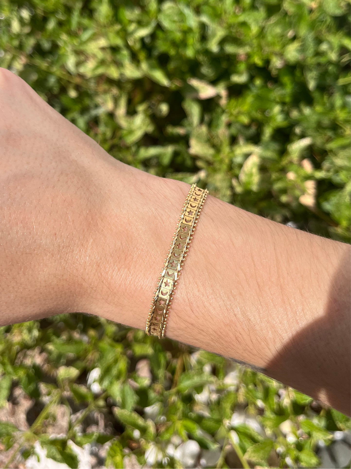14k star and moon cutout bracelet