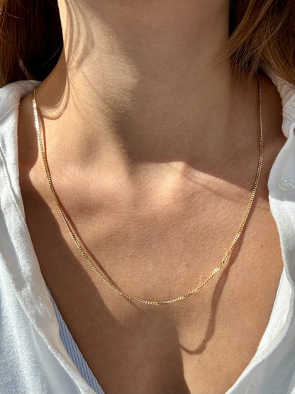 18k Mini Curb Chain, solid links, Italian