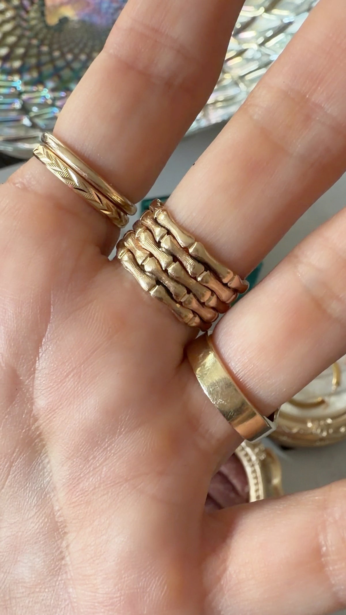 14k Bamboo Ring, Size 7.5