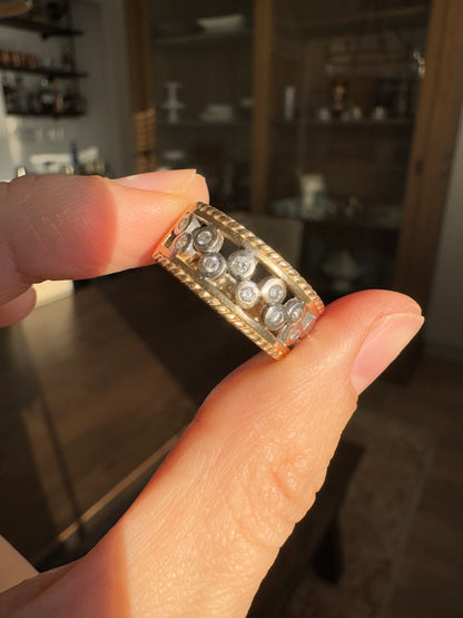 14k Diamond Cigar Band, Size 6.5