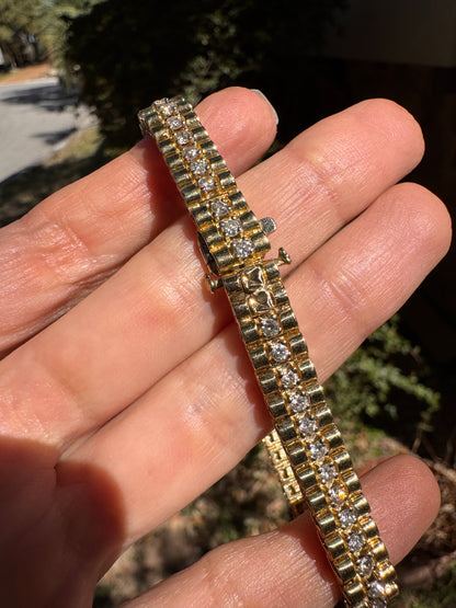 14k Rolex Style Bracelet, 2 ctw diamonds