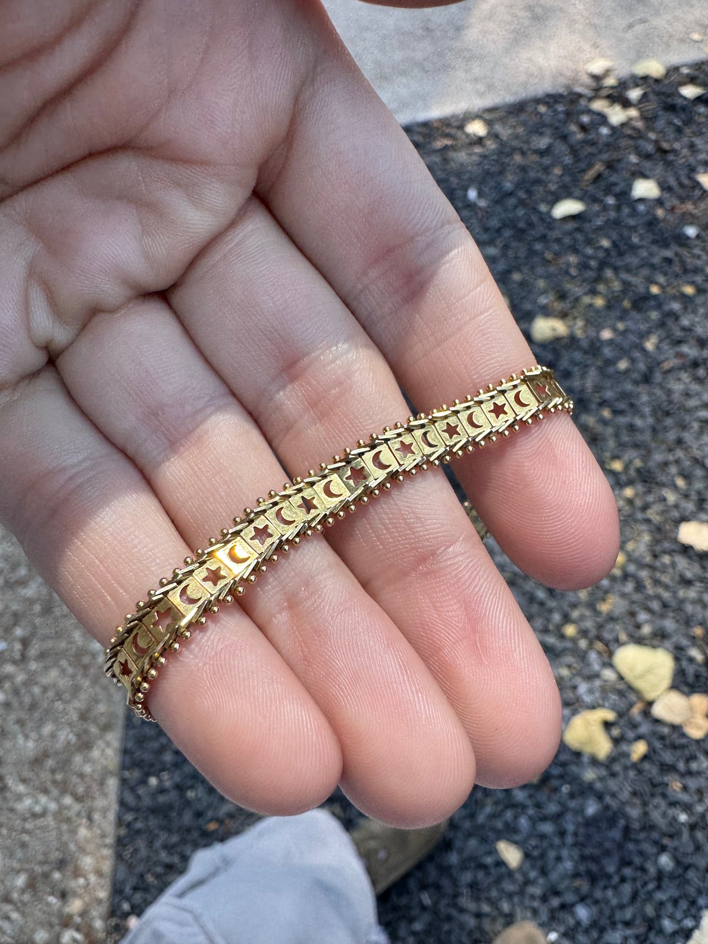 14k star and moon cutout bracelet