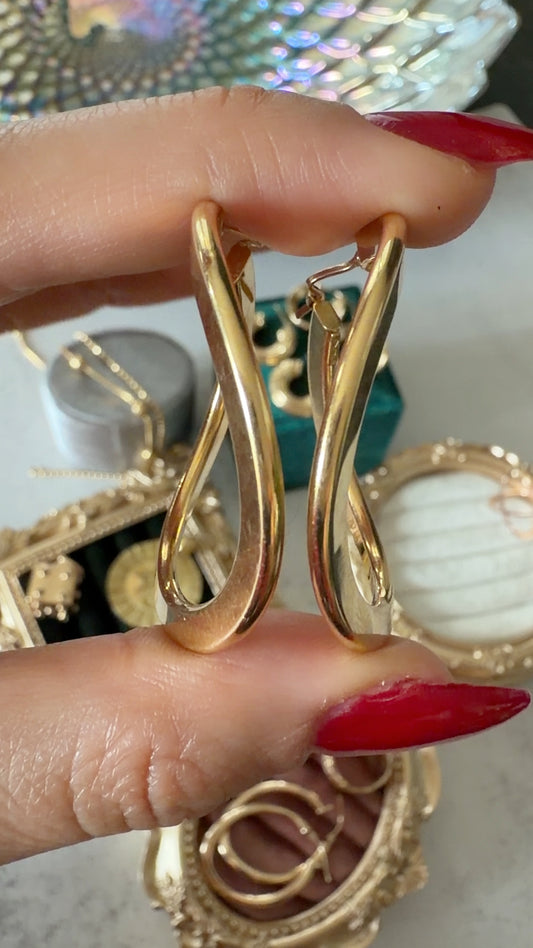 18k Twist Hoops, 1.5"