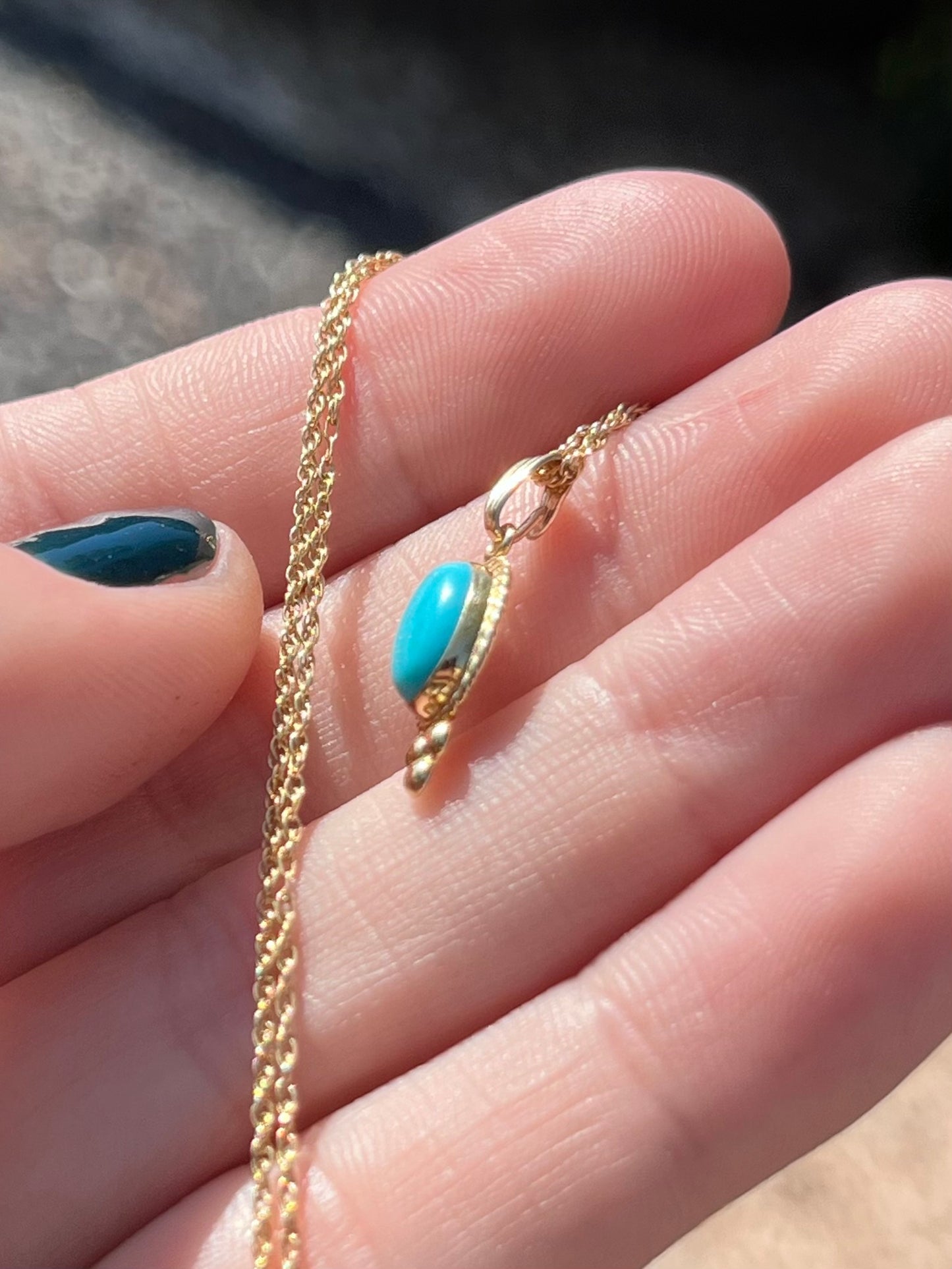 14k turquoise charm with chain