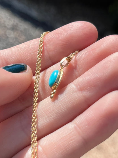 14k turquoise charm with chain
