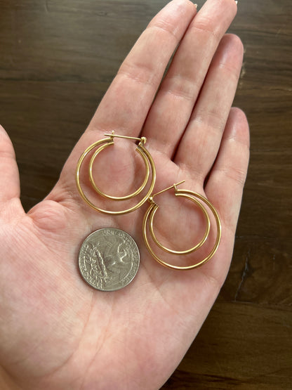 14k Double Layer Hoops