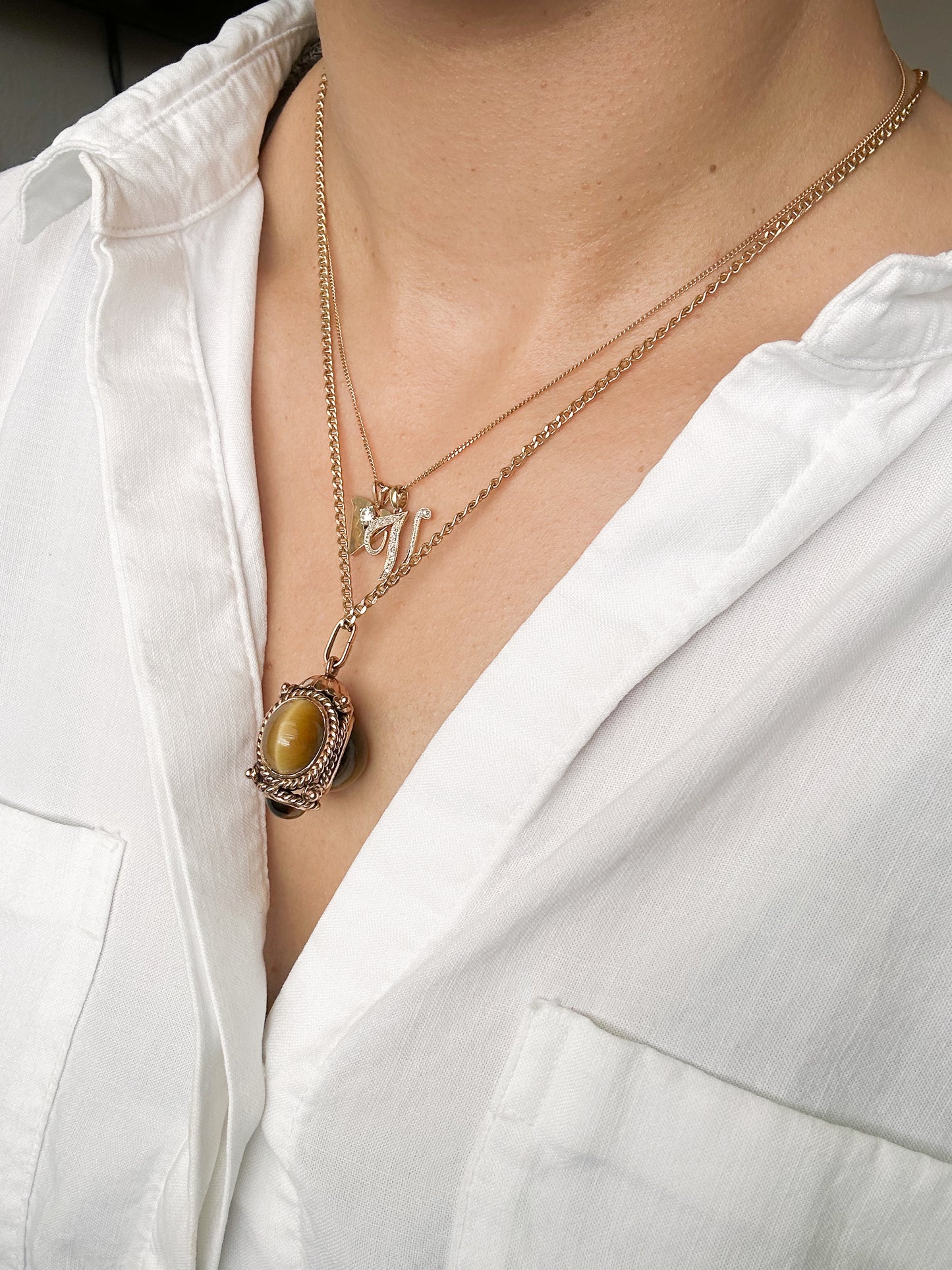 14k Tiger's Eye Pendant, circa 1960s