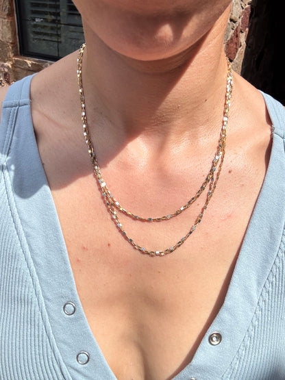 14k Mirror Chain-yellow and white gold