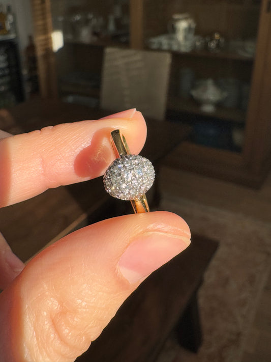 18k Yellow Gold Diamond Cluster, size 5.75