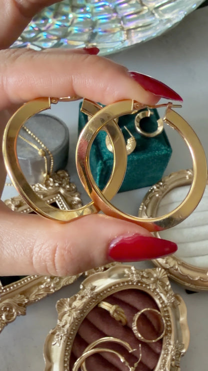 18k Twist Hoops, 1.5"
