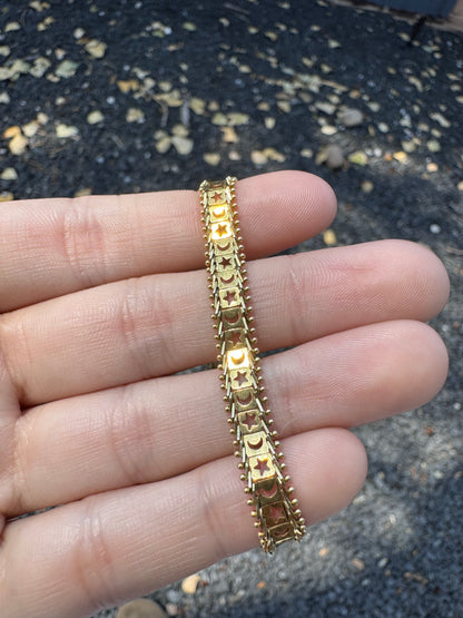 14k star and moon cutout bracelet