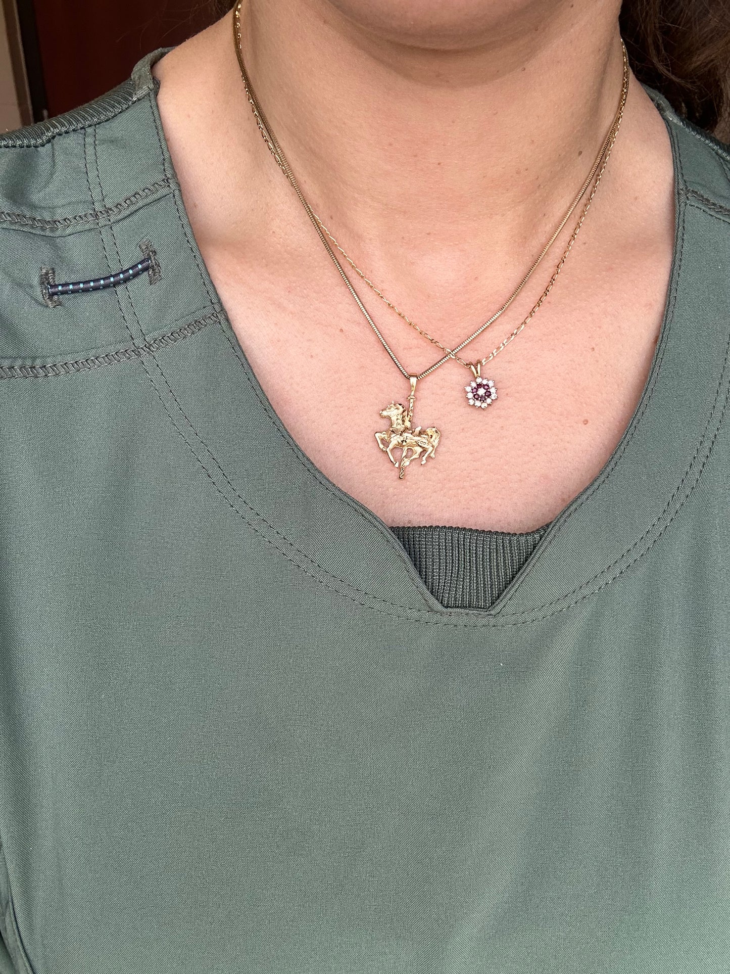 14k Ruby and Diamond Flower Charm