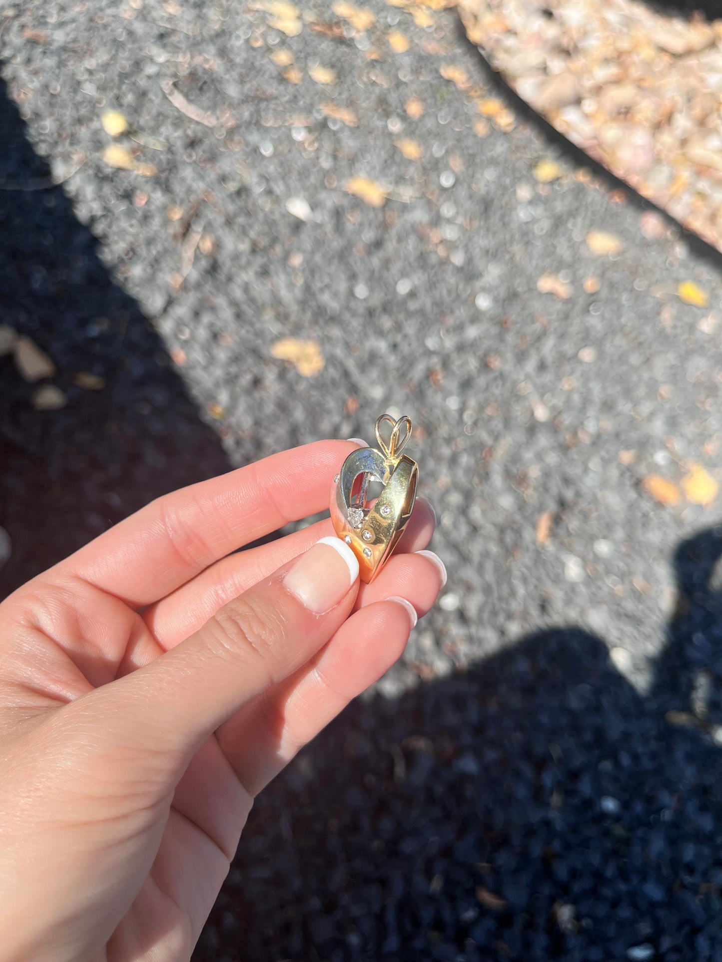 14k Heart Pendant with Heart Diamond