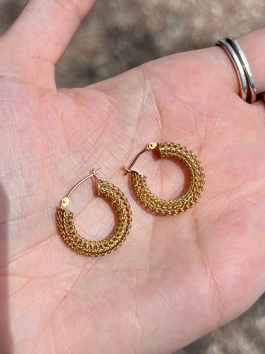 14k Mesh Hoops