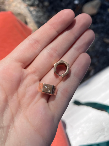 14k Rose Gold Diamond Dice Huggies