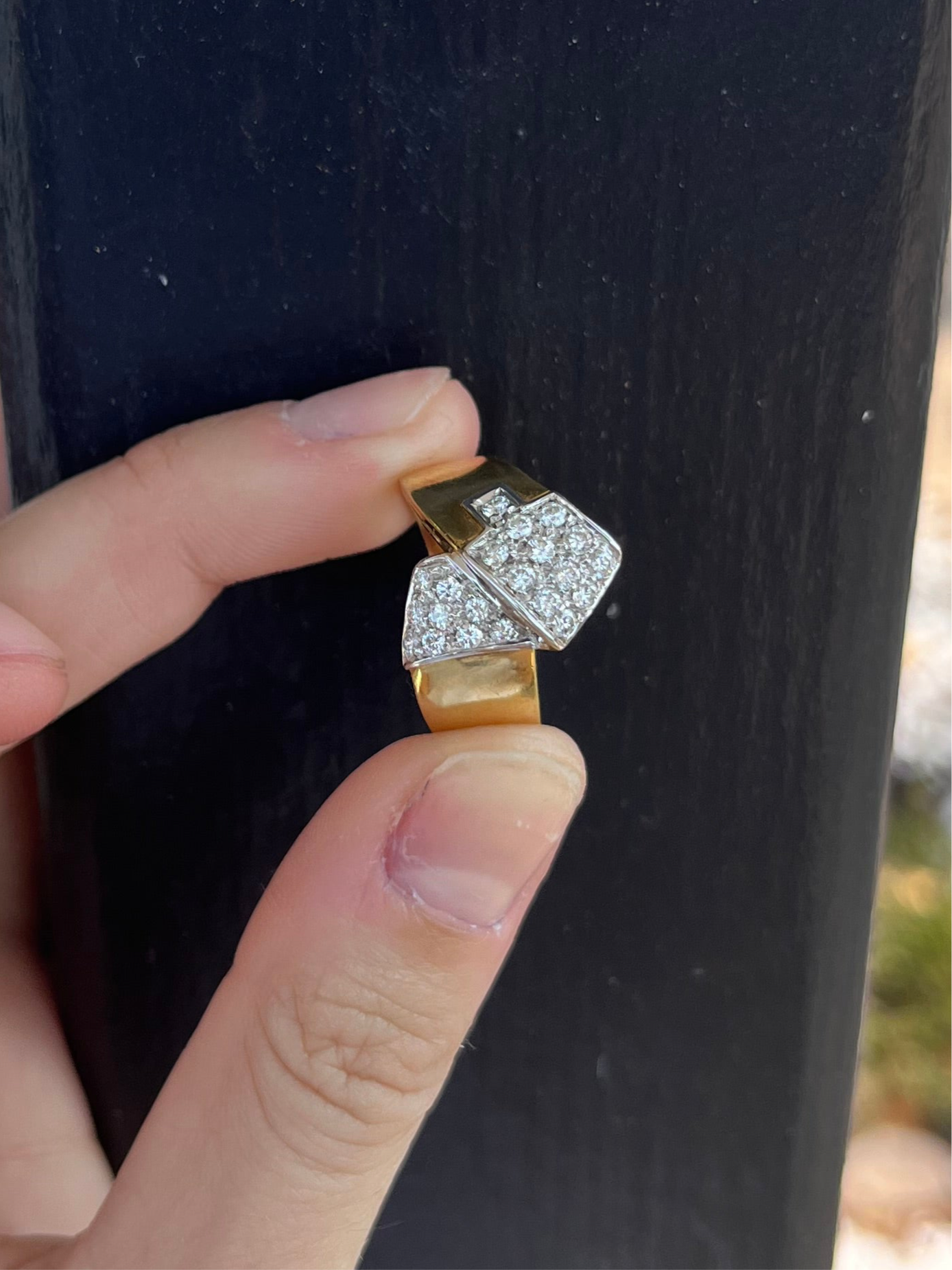 18k Diamond Ribbon Ring, Italian