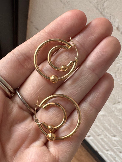 14k Bead Hoops
