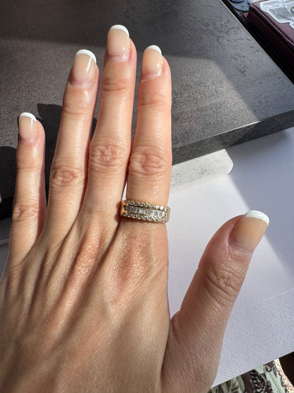 14k Diamond Baguette and Round Cut Band