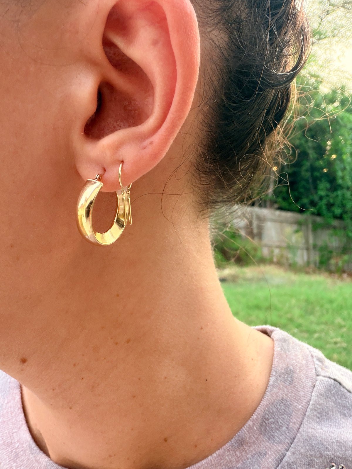 14k Inverse Knife Edge Hoops