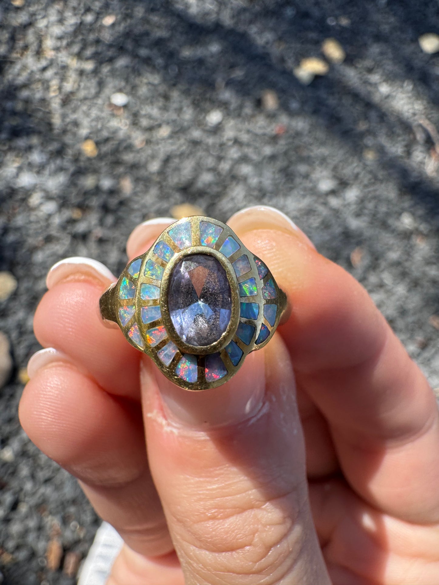 18k Tanzanite Ring with Opals