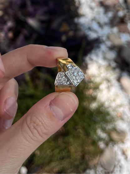 18k Diamond Ribbon Ring, Italian