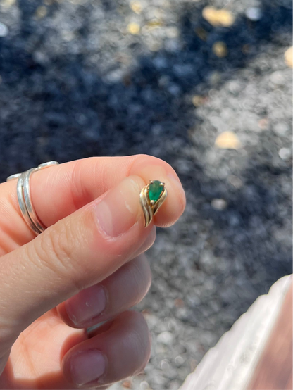 14k Emerald Tear Studs